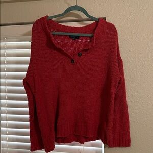 American Eagle Outfitters Red V-Neck Sweater